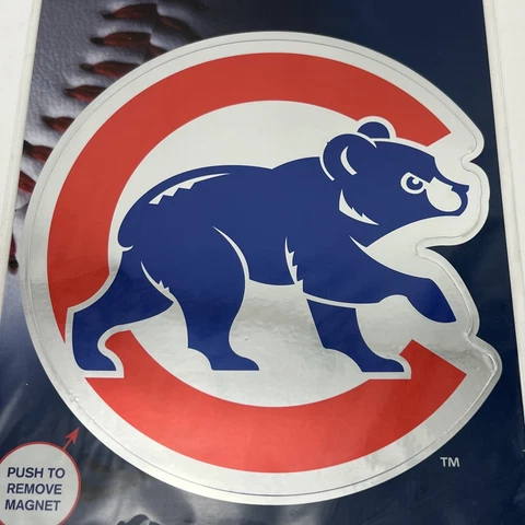 Chicago Cubs Alt Logo Type Design Bear Cub Center MLB Baseball Die-Cut MAGNET 6" Cover