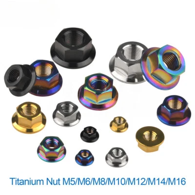 Titanium Nut M5 M6 M8 M10 M12 M14 M16 Flange Hex Nuts for Bike Motorcycle Car - Image 1 of 4