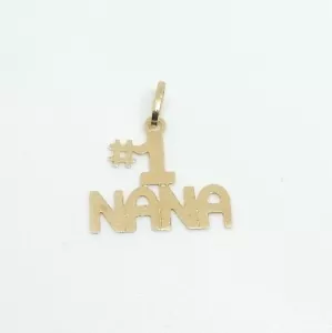 14K Yellow Gold #1 Nana Pendant Charm - Picture 1 of 4