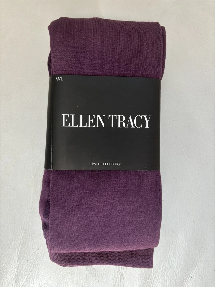 NWT Ellen Tracy Deep Purple Fleeced Tights Med/Lg - Image 1 of 4