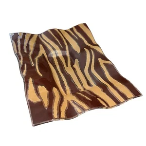 Vintage MCM Glass Zebra Print Tray Platter Rectangular - Picture 1 of 8
