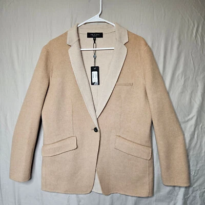 Blazer de lana camel Rag & Bone Margot para mujer 10 chaqueta beige cuello 1 botón Foto 1 de 4