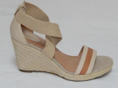 FOSSIL Women's Beige Canvas Espadrille Ankle Strap Wedges Sandals Size 8.5 M - Image 1 of 4