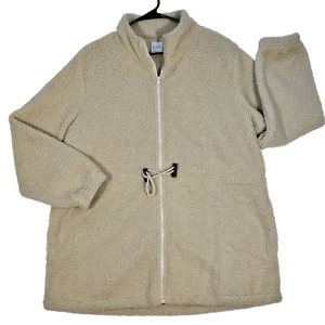 Blair Sherpa Fleece Jacket Sz L Beige Full Zip & Draw String Closure Womens  - Picture 1 of 16