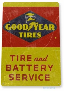 GOODYEAR INSEGNA LATTA 11 X 8 RIPRODUZIONE NOSTALGICA PUBBLICITÀ USA - Foto 1 di 1