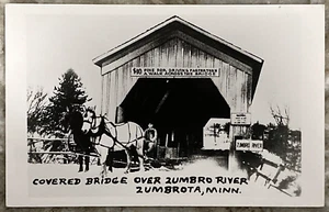 Covered Bridge Zumbro River Zumbrota Minnesota 1972 Photo Print Postcard B380 - Picture 1 of 3