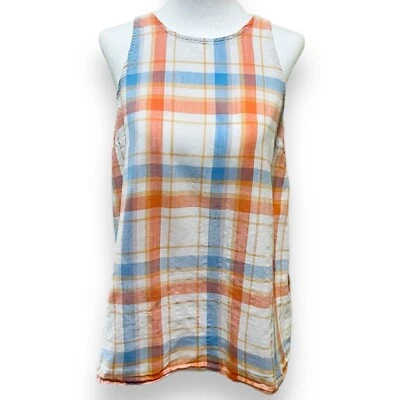 Топ без рукавов Old Navy размер M клетчатый на пуговицах сзади 100% хлопок - Изображение 1 из 4