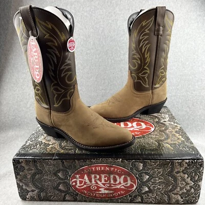 Botas de Vaquero Laredo Auténticas de Cuero Western Envejecidas Talla 8 Mujeres Nuevas Foto 1 de 4