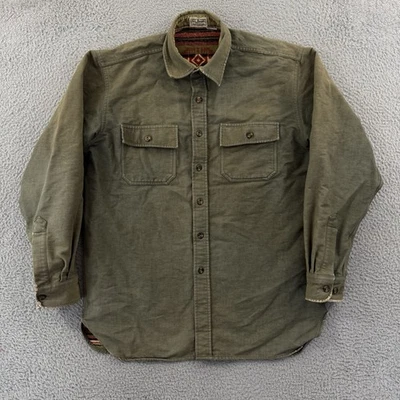 Vintage LL Bean Shirt Mens XL Green Navajo Blanket Brushed Flannel Aztec Lined - Image 1 of 4