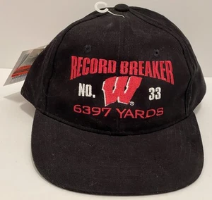 Ron Dayne UW Wisconsin Badgers schwarz 6397 Yards Strapback Kappe Mütze Fußball neu mit Etikett - Bild 1 von 14