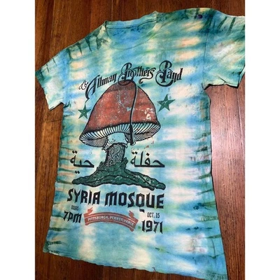 Camiseta Camiseta Allman Brothers Band Mushroom Concierto Mercancía HECHA A MANO RARA tie dye Talla S Foto 1 de 3