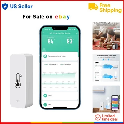 Wireless Temperature Humidity Sensor Battery Powered Home Alexa Compatible - Image 1 of 4