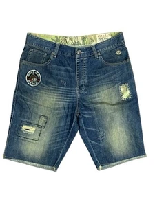 Men’s Born Fly Motorcycle Club Distressed Denim Shorts - Size 34 - Picture 1 of 7