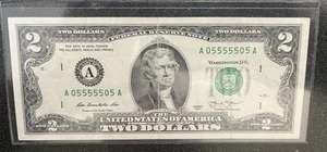 $2 Bill 2013 With Six 5’s And Leading 0 - A05555505A - Picture 1 of 2