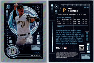PAUL SKENES 2024 Bowman Chrome - Bowman AI Refractor RC #BAI-15 Pirates - Image 1 of 3