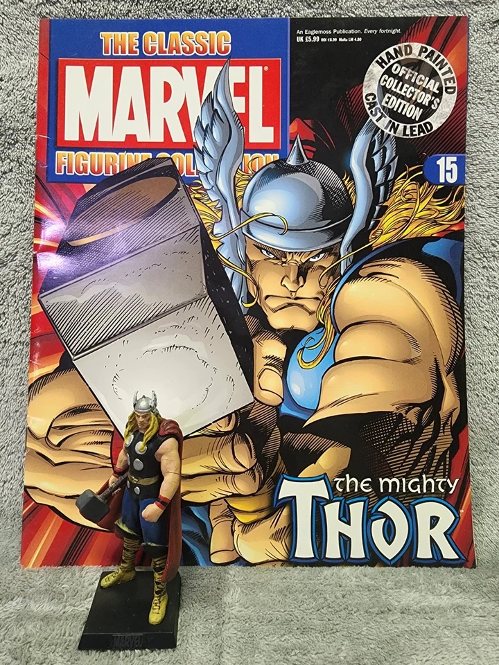 Figura Die-Cast Thor Marvel 4 pulgadas #14 estatua coleccionable 2009 con revista Foto 1 de 4