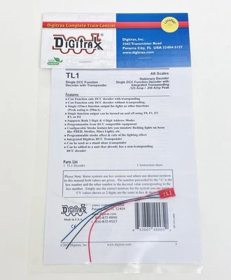 Digitrax TL1 All Scale Single DCC Function Decoder w/ Integrated Transponder New - Image 1 of 2