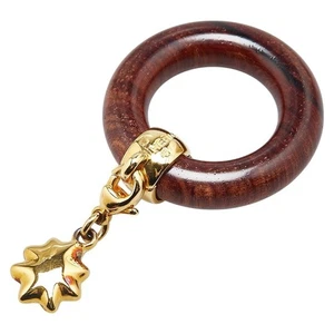 Hermès Journey Through the Stars Exhibition Scarf Ring Brown Gold Wood Plated - Picture 1 of 6