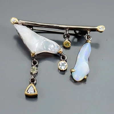 НОВАЯ ювелирная брошь из стерлингового серебра 925 пробы с натуральным опалом /NB26813 - Изображение 1 из 4