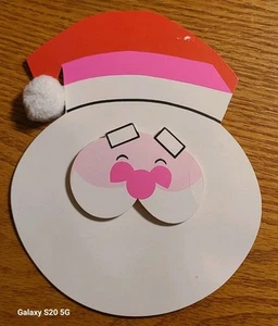 Vtg Unused Gibson Package Decor Die Cut Gift Topper Santa Face White Pompom USA - Picture 1 of 5