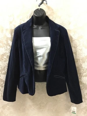 Blazer Azul Terciopelo 97% Algodón Terciopelo Chaqueta L Tommy Hilfiger Vestido Elástico Trabajo Foto 1 de 4