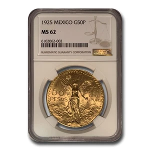 1925 Mexico Gold 50 Pesos MS-62 NGC - Picture 1 of 3