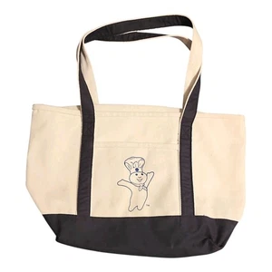 Vintage Pillsbury Doughboy Poppin'Fresh Canvas Tote Travel Bag 19x13 Side Pouch - Picture 1 of 6