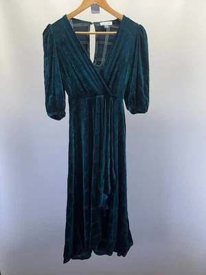 Calvin Klein Formal Evening Dress Women's Size 0 Petites Green Velvet V-Neck - Image 1 of 4