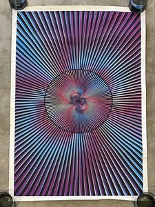 VTG Inner Zonk vintage Flocked Psychedelic poster Print  1970s Artwork ZEN ART - Picture 1 of 6