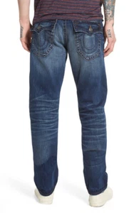 NWT TRUE RELIGION Geno Flap Relaxed Slim Straight Jeans 32 EQSD Dark After Hours - Imagen 1 de 12