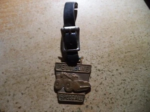 VINTAGE Pettibone Speedall Wheel Loader Watch Fob & Leather Watch Strap Key Hold - Picture 1 of 4