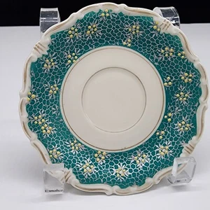 KUNST KRONACH Germany Barvaria Aqua Turquoise Antique Jewel Green Saucer VTG - Picture 1 of 6