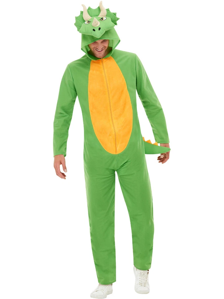 Disfraz de triceratops de dinosaurio prehistórico para adulto Foto 1 de 1