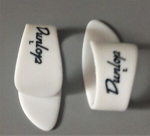 A 2 PACK OF JIM DUNLOP 9013R LEFT HANDED LARGE WHITE THUMB PICKS, FREE POSTAGE