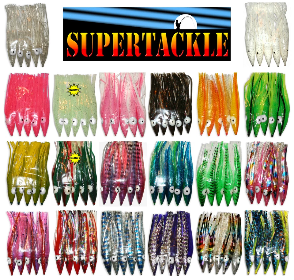 SUPERTACKLE HOOCHIE INVENTORY 4" - 10 cm fishing lure skirts - salmon cod bass - Image 1 of 1