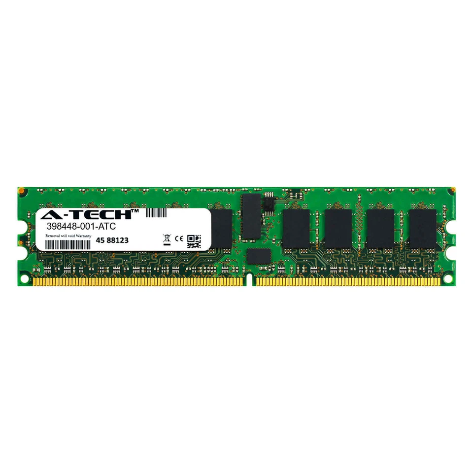 1GB DDR2 PC2-4200E 533MHz ECC UDIMM (HP 398448-001 Equivalent) Server Memory RAM - Image 1 of 2