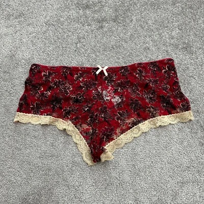 Calzoncillo de vino de encaje negro fucsia para mujer 2X rojo floral lazo sin costuras damas nuevo con etiquetas Foto 1 de 4