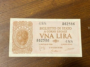 UNA LIRA - COME NUOVA - Biglietto di stato a corso legale 1944 - Serie 488 - Foto 1 di 2