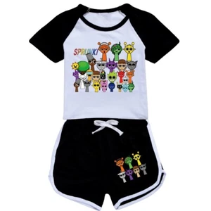 4-12-year-old Sprunki girls' short sleeved suit boys' short sleeved sports suit - Picture 1 of 43