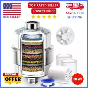 High Output 20-Stage Shower Filter, Water Purification, 3 Replacement Cartridges - Picture 1 of 10