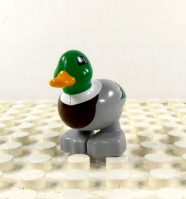 Lego Duplo Figura Pato Mallard Cabeza Verde Cuerpo Gris Foto 1 de 3