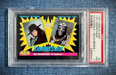 Tarjeta Merlin WWF #4 1992 The Undertaker vs Kamala Summer Slam Gold Series 1 PSA 7 Foto 1 de 2