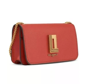 KARL LAGERFELD Paris leather chain link mini crossbody bag - Burt orange DEFECT - Picture 1 of 13