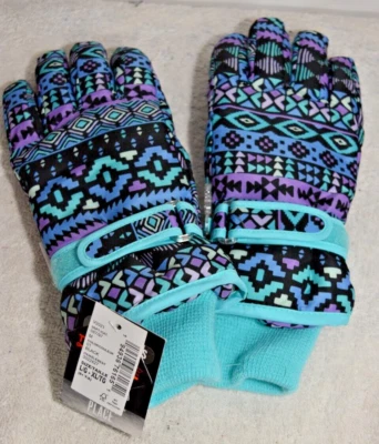 Guantes de nieve Thermolite para niñas azul aguamarina negros multicolores lugar para niños L-XL Foto 1 de 4