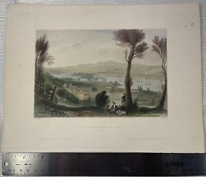 TROY NY, VIEW OF MOUNT IDA, Hand Colored Steel Engraving 1842 W.H. Bartlett