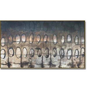 Original Babylon Oil Painting Abstract Gray Modern Artwork Canvas Art 37.8x68" - Picture 1 of 10