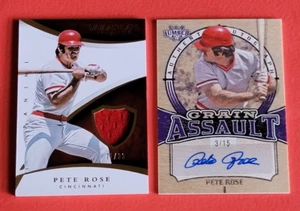 PETE ROSE AUTOGRAPH AUTO CARD #d3/15 & GAME USED JERSEY CARD #71/99 LEAF REDS - Picture 1 of 7