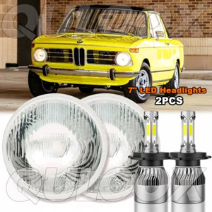 Pair 7" inch Round LED Headlights High Low Beam for BMW 2002 1966-1976 - Picture 1 of 19