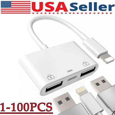 Для iPhone на двойной USB 3.0 камеры OTG адаптер с зарядным портом для iPad лот - Изображение 1 из 4