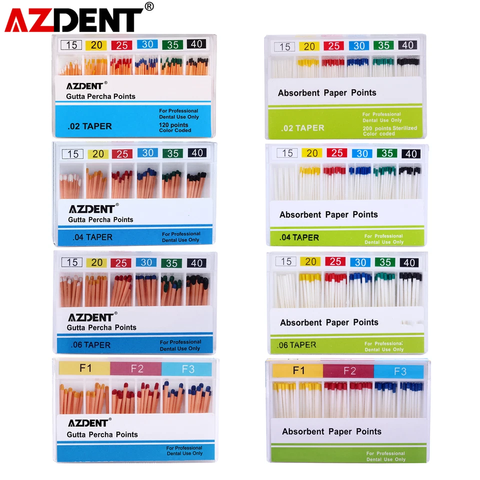 AZDENT Dental Endodontic Root Canal Gutta Percha Points/Absorbent Paper Points - Image 1 of 1